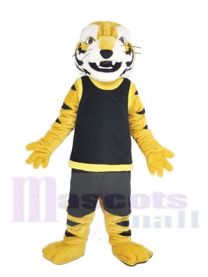Heftig Tiger im Schwarz Weste Maskottchen Kostüm Tier