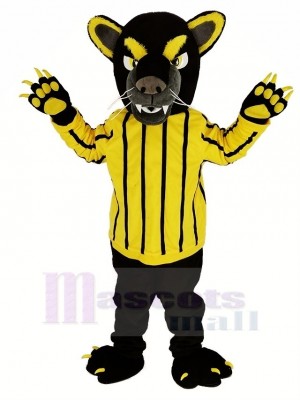 Schwarz Panther im Gelb Gestreift Kleider Maskottchen Kostüm Tier