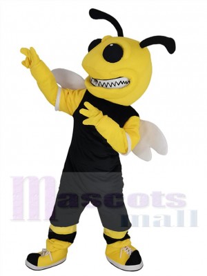 Hummel im schwarzen Jersey Biene Maskottchen Kostüm Tier