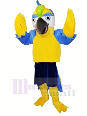 Gelb Papagei mit Blau Augenbrauen Maskottchen Kostüme Karikatur
