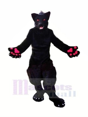 Schwarz Wolf mit rot Augen Maskottchen Kostüme Karikatur