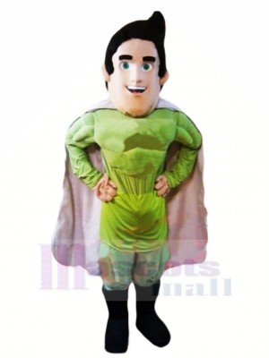 Übermensch Held im Grün Maskottchen Kostüm Karikatur