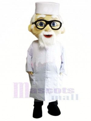 Alt Arzt mit Brille Maskottchen Kostüm Menschen