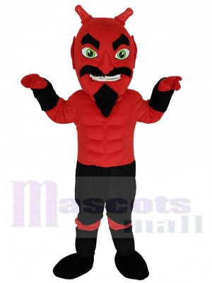 Power Muskeln Teufel Maskottchen Kostüm Karikatur