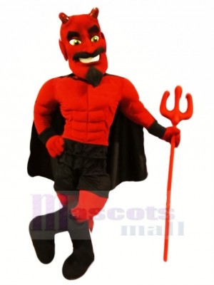 rot Teufel mit Grün Augen Maskottchen Kostüm Karikatur