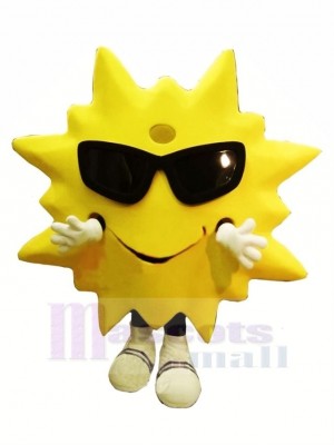 Cool Lächelnd Sonne Maskottchen Kostüm Karikatur