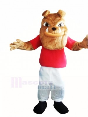 Bulldogge mit rot T-Shirt Maskottchen Kostüm Karikatur