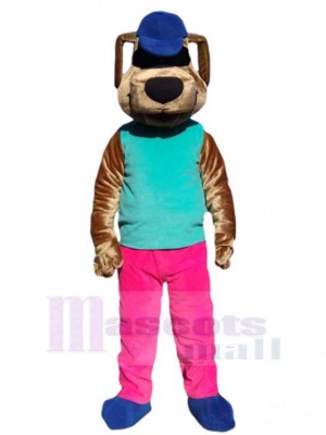 Brauner Hund Maskottchen Kostüm Tier mit rosa Hose