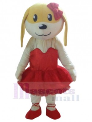 Ballett Hund Maskottchen Kostüm Tier im roten Kleid