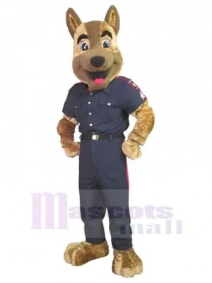 Glücklicher uniformierter Polizeihund Maskottchen Kostüm Tier