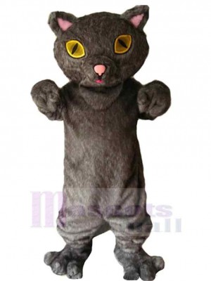 Rosa Ohren Graue Katze Maskottchen Kostüm Tier mit gelben Augen