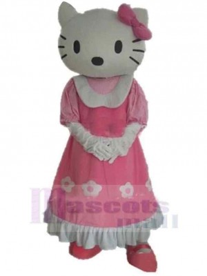 Hallo Kitty Katze Maskottchen Kostüm Cartoon im rosa Kleid
