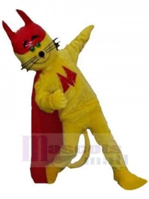 Superheld Gelbe Katze Maskottchen Kostüm Tier