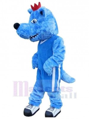 Plüsch Blauer Wolf Maskottchen Kostüm Tier mit roter Krone