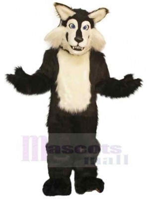 Komischer Schwarz-Weiß-Wolf Maskottchen Kostüm Tier