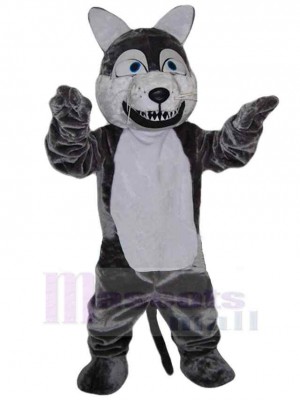 Glücklicher grauer Wolf Maskottchen Kostüm Tier