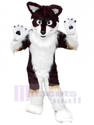 Hohe Qualität Brauner und weißer Wolf Maskottchen Kostüm Tier