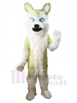 Winkender grüner und weißer Wolf Maskottchen Kostüm Tier