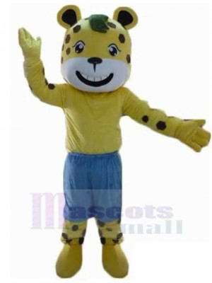 Glücklicher gelber Tiger Maskottchen Kostüm Tier