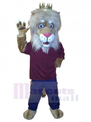 Freundlicher König Löwe Maskottchen-Kostüm Tier