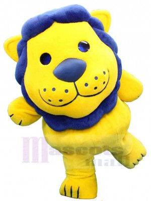 Gelber Löwe Maskottchen-Kostüm Tier mit blauer Nase