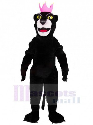 Schwarzer Panther mit rosa Krone Maskottchen-Kostüm Tier