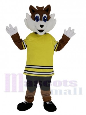 Sport Fuchs im Gelb T-Shirt Maskottchen Kostüm