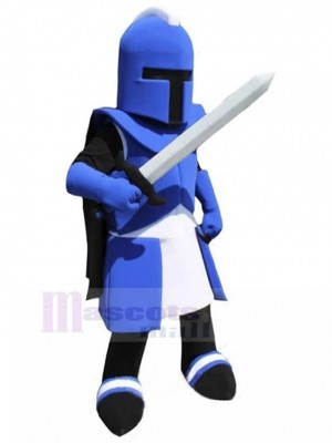 Blauer Ritter mit Korinth Helm Maskottchen Kostüm Menschen