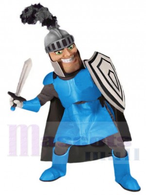 Ritter in Columbia Blue Armor Maskottchen-Kostüm Personen