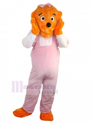 Orange Hund Maskottchen Kostüm mit rosa Overall Tier