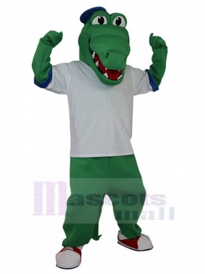 Froh Grüner Alligator Maskottchen-Kostüm im Baseballanzug Tier