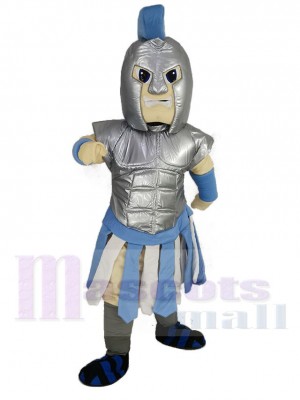 Blau und Silber Titan Spartan Maskottchen Kostüm