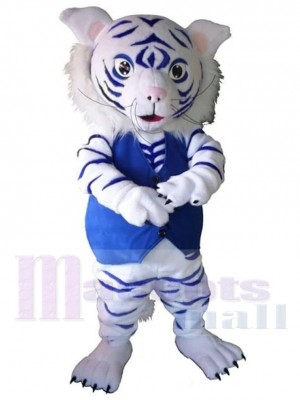 Süßer weißer und blauer Tiger Maskottchen Kostüm Tier