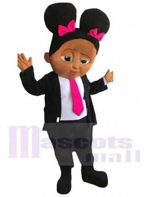 Boss Baby Maskottchen Kostüm Cartoon mit rosa Krawatte