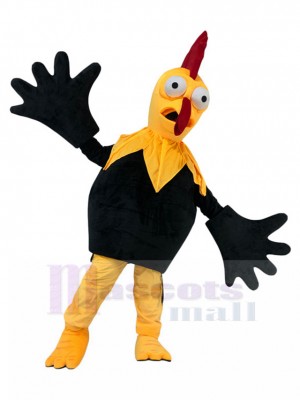 Töricht Gelbes und schwarzes Huhn Maskottchen Kostüm Tier