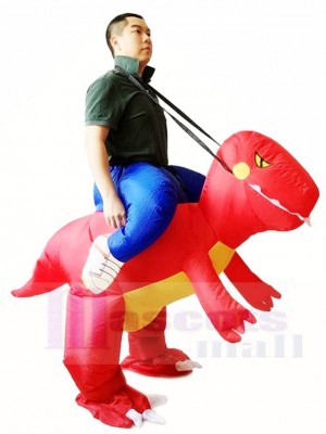 rot Dinosaurier Tragen Sie mich auf T-Rex Aufblasbare Halloween Weihnachten Kostüme für Erwachsene