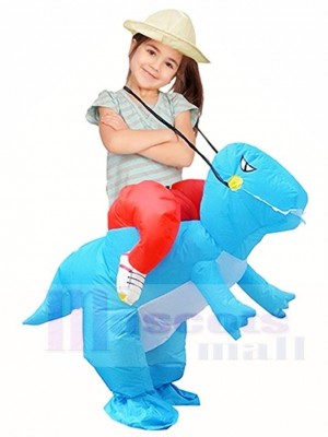 Blauer Dinosaurier tragen mich auf T-Rex aufblasbare Halloween Weihnachts kostüme für Kinder