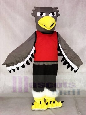 Grauer Seahawk mit rotem Hemd Maskottchen Kostüme Tier