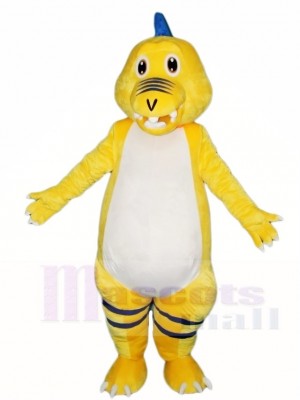 Yellow Dinosaur with Blue Spikes Mascot Costumes Animal