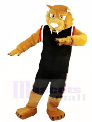 Schwarz Sport Anzug Muscle Cougar Maskottchen Kostüme Tier
