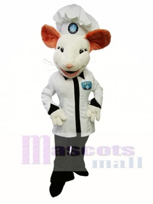 Alpina Mouse Maskottchen Kostüm Weiß Maus Cook Maskottchen Kostüm Tier