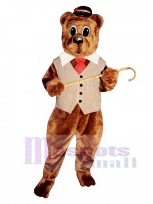 Pa Bär mit Weste, Hut & Krawatte Maskottchen Kostüm Tier