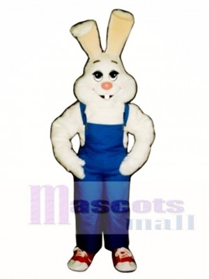 Ostern Bauer Hase Kaninchen mit Lätzchen Overall Maskottchen Kostüm Tier