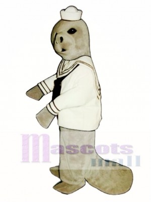 Niedliches Manatis mit Seemann Shirt & Hut Maskottchen Kostüm Tier