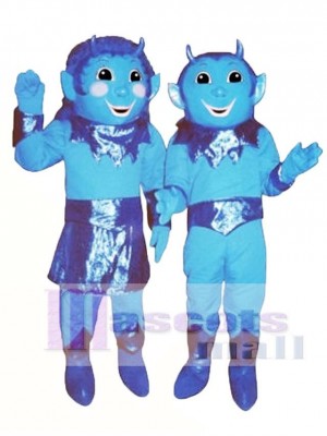 Mädchen Blau Teufel (links) Maskottchen Kostüm