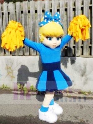 Blaues Kleid Nettes Cheerleader Maskottchen kostümiert Leute