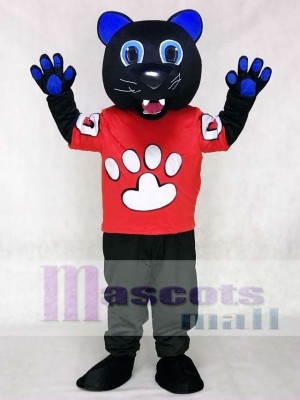 Sir Purr Maskottchen Kostüm der Carolina Panthers im roten Hemd