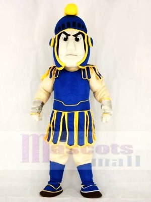 Blauer und gelber spartanischer Trojaner Ritter Sparty Maskottchen Kostüm Leute