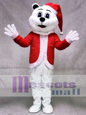 Sugar Plum Bär Maskottchen Kostüm mit Weihnachtsmütze und Anzug