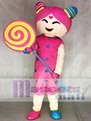 Rosa Candy Girl Adult Maskottchen Kostüm